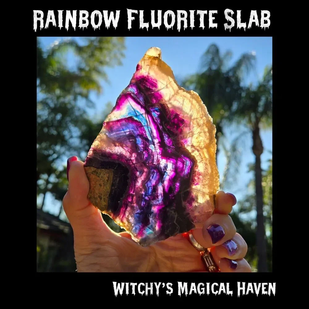 Rainbow Fluorite Crystal Natural Stone Slab